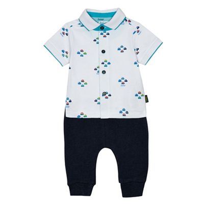 Baby boys' multi-coloured printed shirt and jogging bottoms romper suit